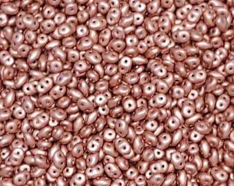 SuperDuo Crystal Bronze Copper, 2 hole bead 2.5x5mm Czech Glass Beads, 10 grams