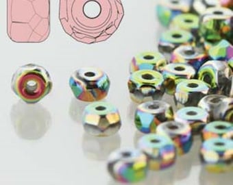 Micro Spacers -  Full Vitrail, Faceted Czech Glass, 50 beads, 28103