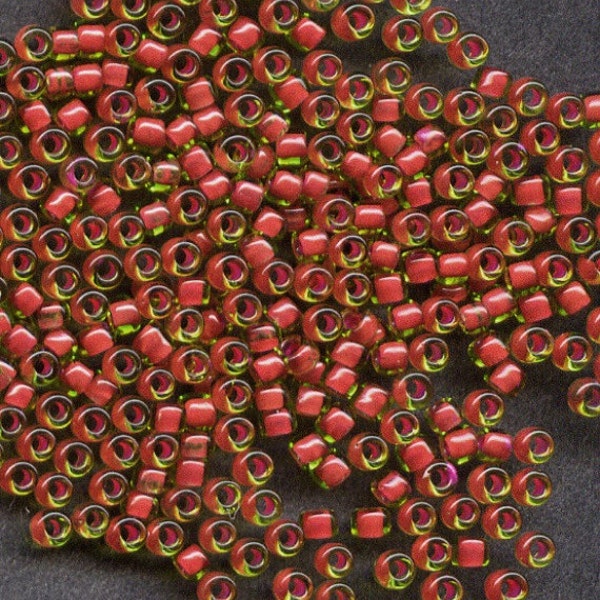 CLEARANCE...11/0 Fancy Lined Rust Red, Japanese Glass Seed Beads, 28g 398A