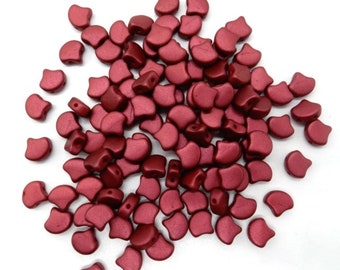 Ginko Bead Chatoyant Shimmer Red Wine, 2-Hole Czech Glass 7.5x7.5mm, 02010-29717-35 Beads