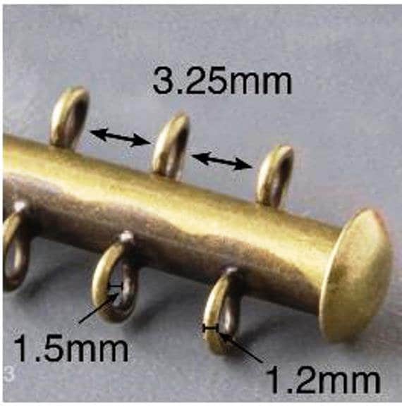 3 Strand VERTICAL LOOP Slide Clasp, Nickel-free Gold Plated