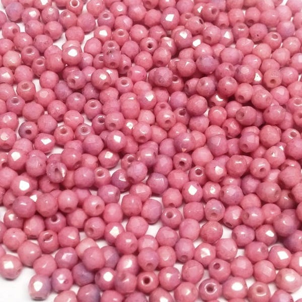 Lila Luster 3mm Fire Polish, 14494 Czech glass faceted round bead, 50 beads