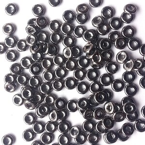 O Bead Jet Hematite, 1X4MM Czech Glass 14400, 5 grams