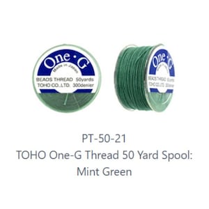 One-G Toho Mint Green Nylon Beading Thread 50, 125 or 250 Yards