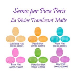 Samos Par Puca Bead, La Divine Translucent Matte Collection, 2-Hole 5x7mm, 25 Beads