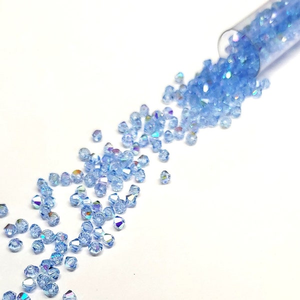 Preciosa 3mm Light Sapphire AB, Crystal Bicone - 36 Crystals