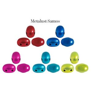 Samos® par Puca®  Metalust, 2 Hole 5x7mm Czech Glass, 30 beads-5 Color Choices