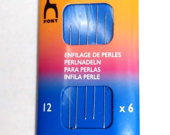 Size 12 Pony Beading needles, 6 needles per package