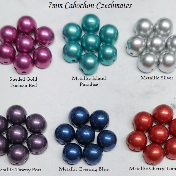 7mm Czechmates Cabochon, 2 hole Czech Glass Beads, choose a color - 12 beads