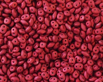 Superduo Metalust Matte Lipstick Red, Czech Glass  2-hole bead 2.5mm x 5mm, 10 grams