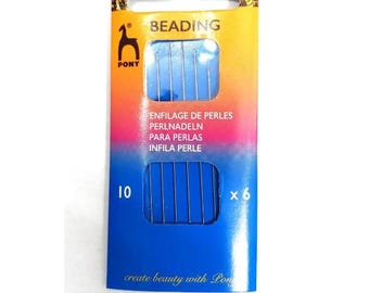 Size 10 Pony Beading Needles, 6 needles per package