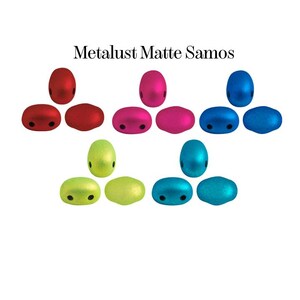 Samos® par Puca®  Metalust Matte, 2 Hole 5x7mm Czech Glass, 30 beads-5 Color choices