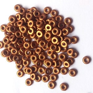 O Bead Brass Gold, 1X4MM Czech Glass 01740