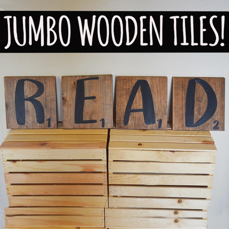 Jumbo Wooden Letter Tiles Large Handpainted Image 0