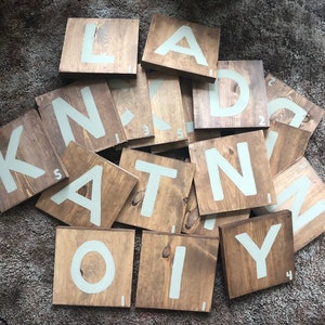 8x8 Wooden Letter Tiles - Large Handpainted Wooden Letter Tiles - Extra Large Wood Letter Tiles - Rustic Letter Tiles - Wood Decor