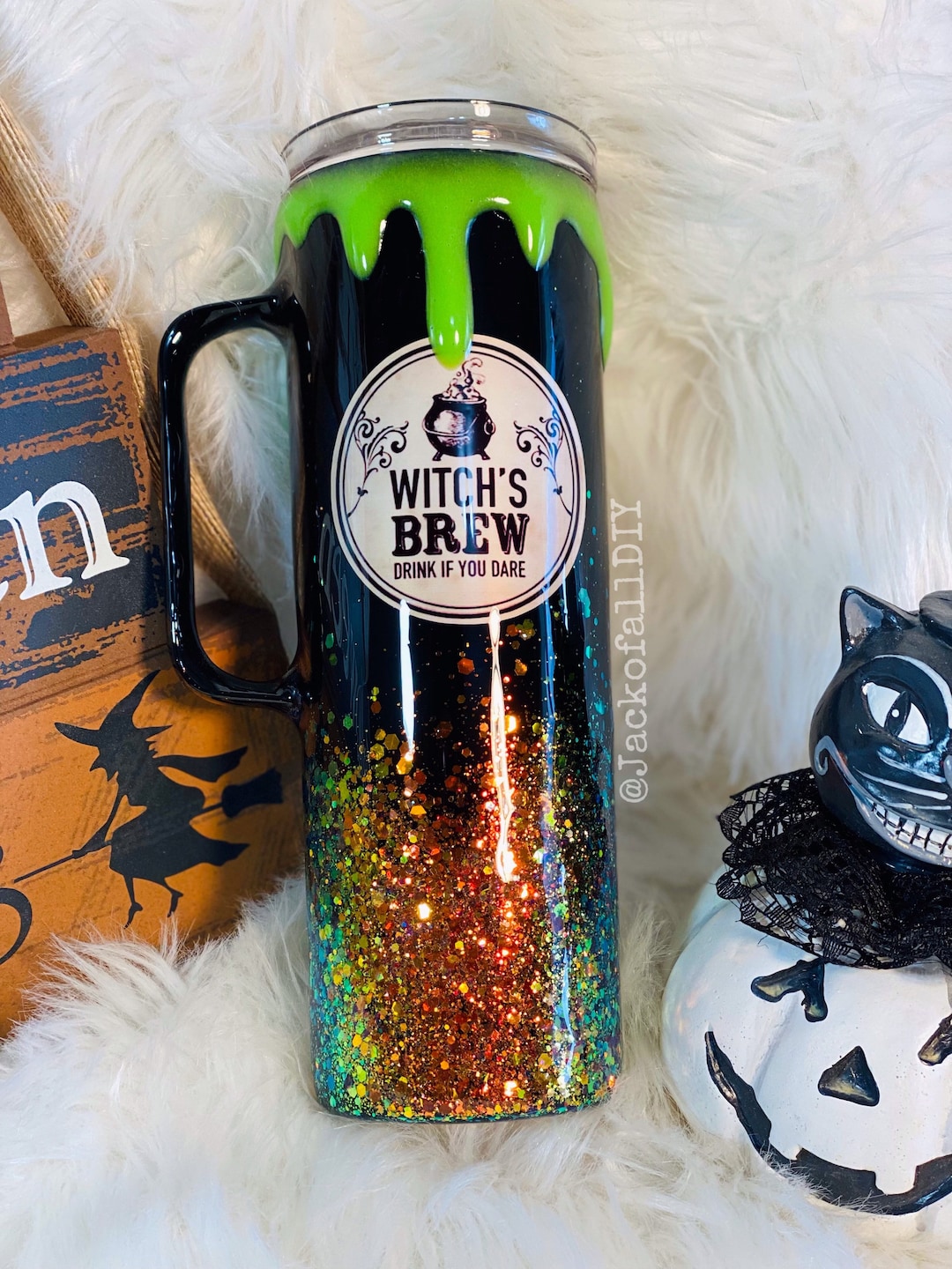 Witchs Brew Tumbler, Halloween Tumbler, Witch Cauldron, Drip, Spell
