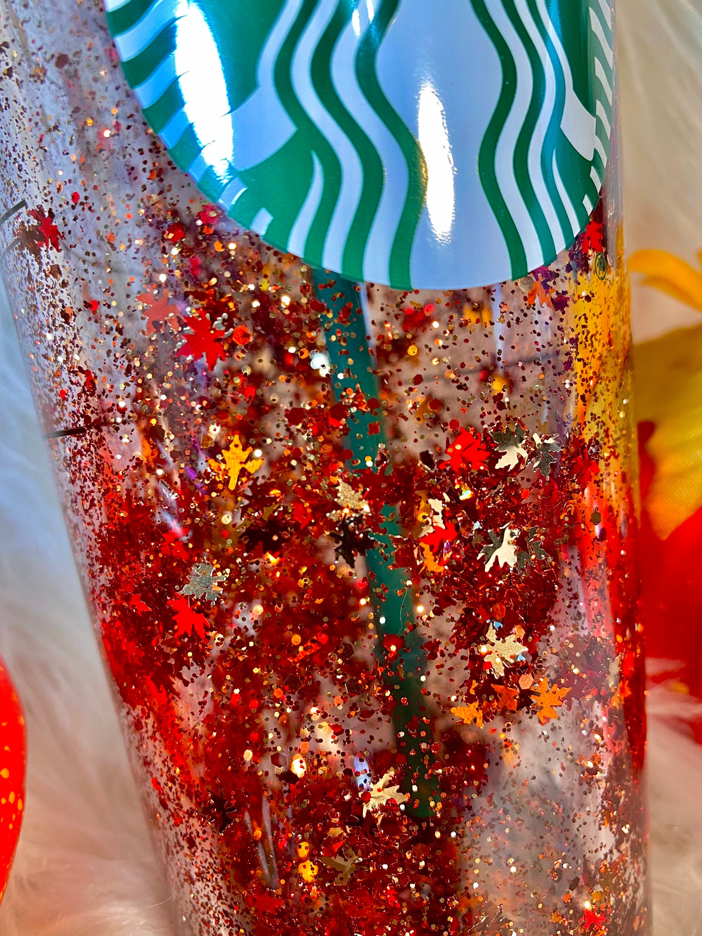 Fall/thanksgiving themed Starbucks snow globe/shaker cup 24fl