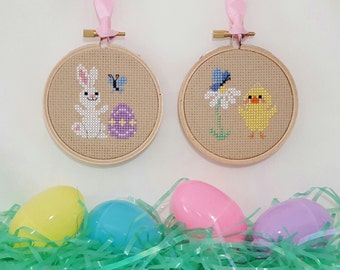 Spring Bunny and Chick cross stitch - pattern only