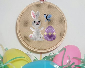Spring bunny cross stitch - pattern only