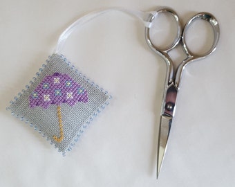 Rainy Days Scissor Fob cross stitch - pattern only