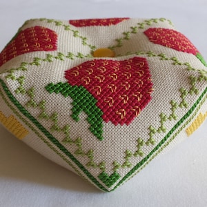 Strawberry Biscornu cross stitch - pattern only