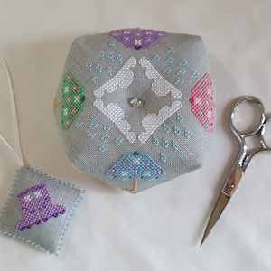 Rainy Days Biscornu and Scissor Fob set cross stitch - pattern only