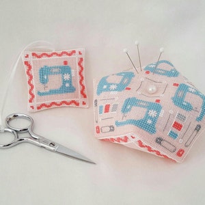 Vintage naaimachine Biscornu and Scissor Fob-kruissteek - alleen patroon