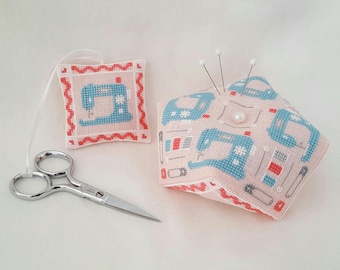 Vintage naaimachine Biscornu and Scissor Fob-kruissteek - alleen patroon