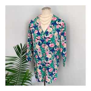 VICTORIA - chemise de nuit en soie florale vintage, haut tunique rétro Victoria&#39;s Secret, mini-robe, vêtements de détente en lingerie rétro (années 1980 1990)