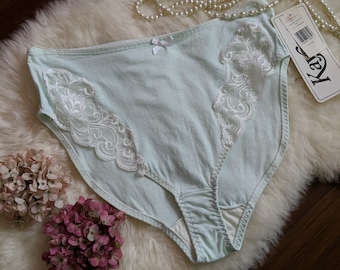 KAYSER - deadstock vintage kayser pinup panties, high cut hip pastel ivory lace knickers, new old stock intimates 80s lingerie (1980s 1990s)