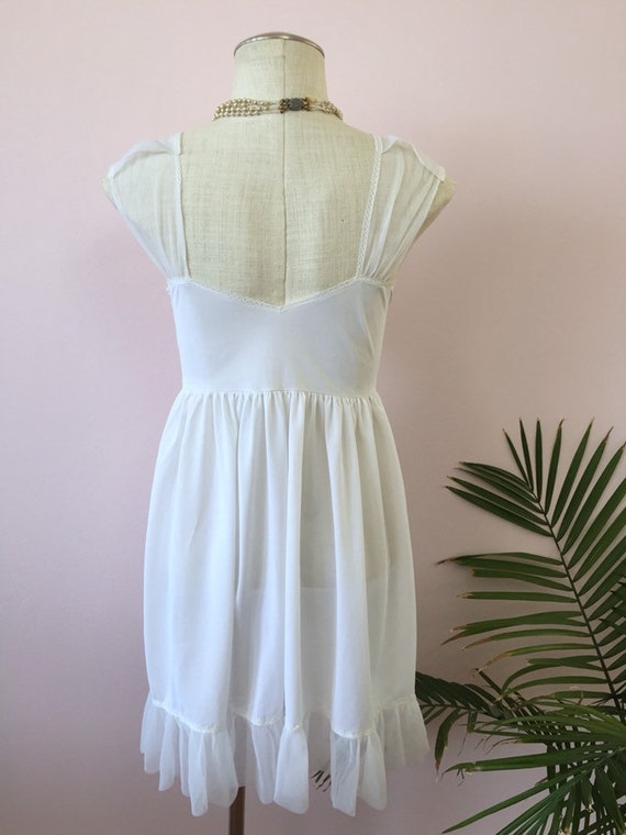 MARIE - vintage white peignoir nightie, sheer acc… - image 8