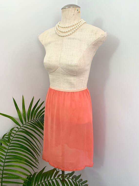 PATTI - vintage hand dyed peach skirt slip, retro… - image 6