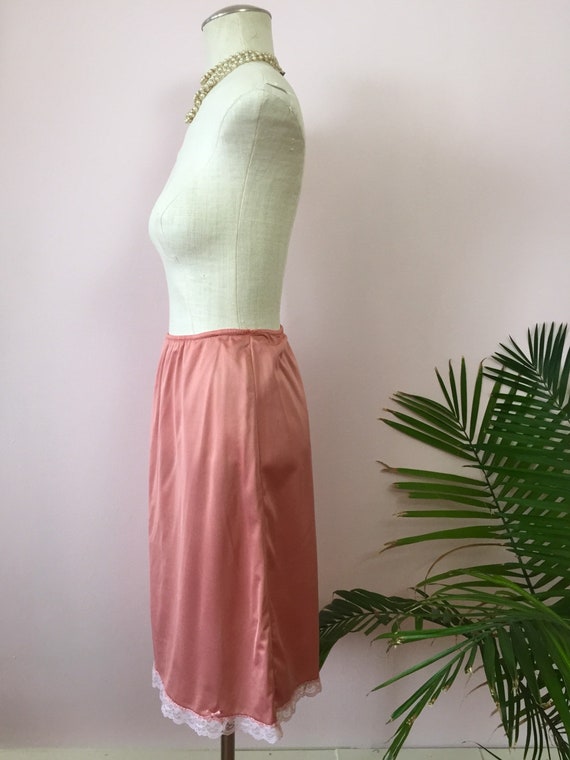 MARY - vintage satin half-slip, peachy pink skirt… - image 8