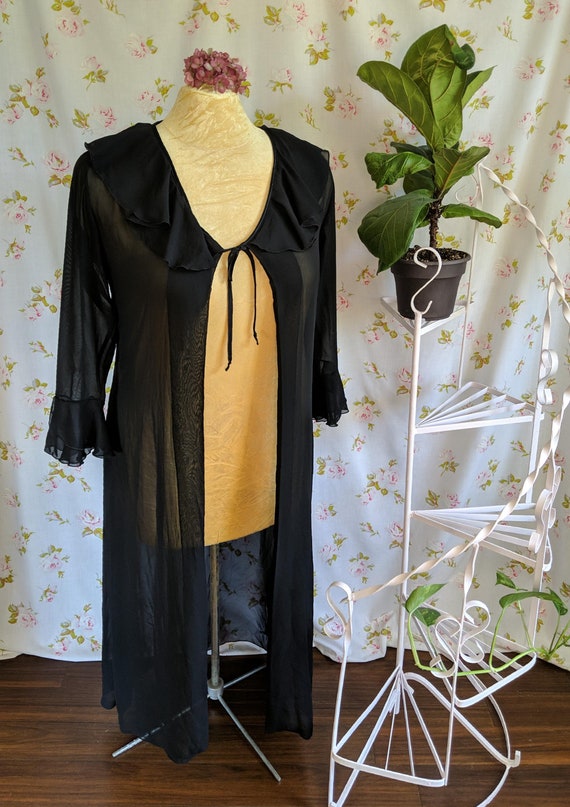 vintage chiffon dressing gown 1940s Chiffon Dressing Gown - S