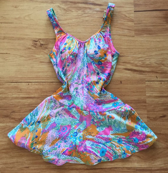 VINTAGE PSYCHEDELIC SWIMSUIT - one piece pinup ba… - image 7