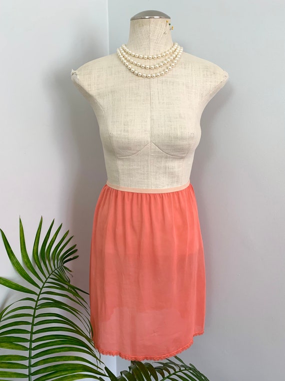 PATTI - vintage hand dyed peach skirt slip, retro… - image 3