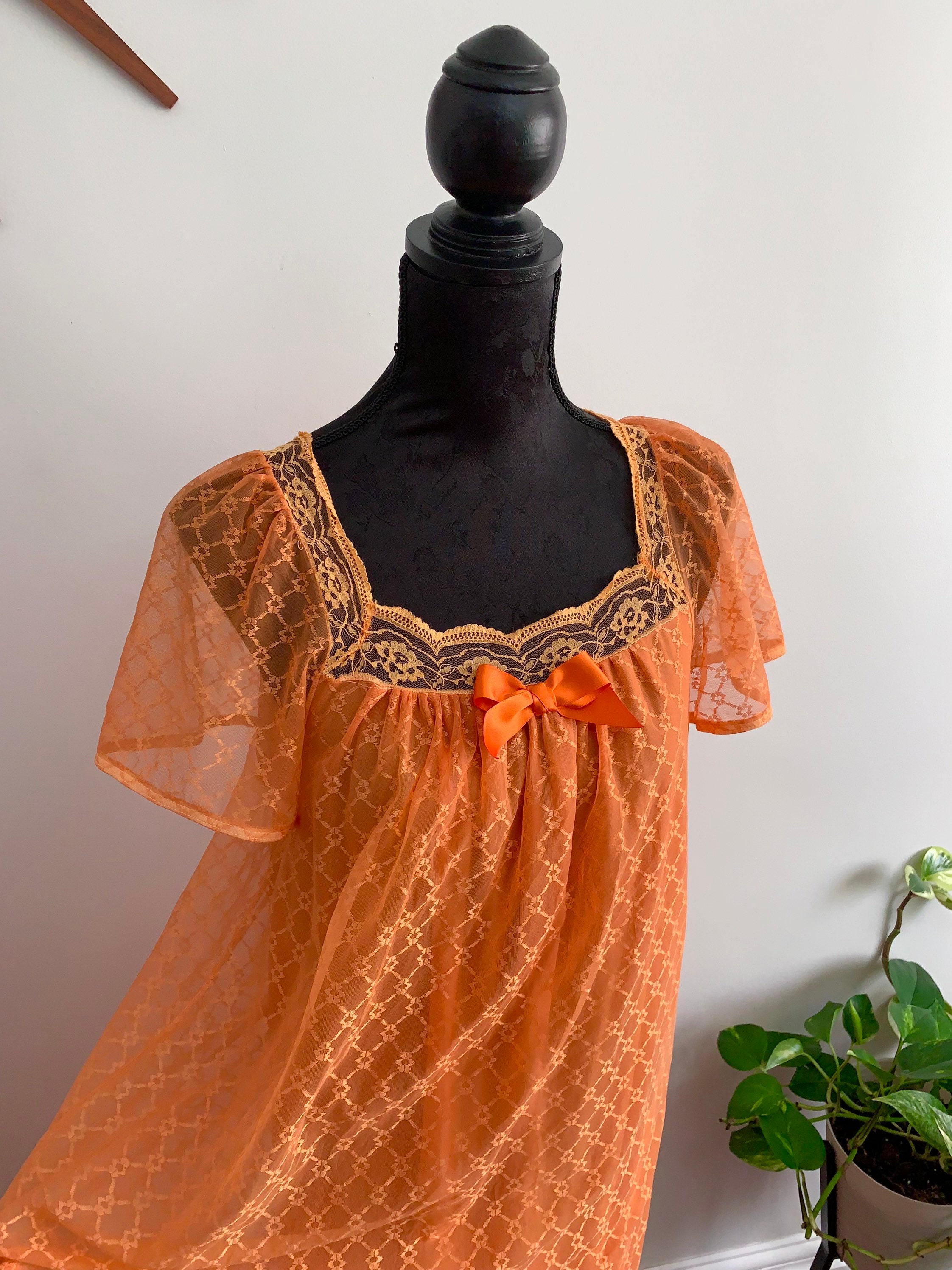 WINONA Vintage Orange Nightgown Hand-dyed Pumpkin Maxi | Etsy