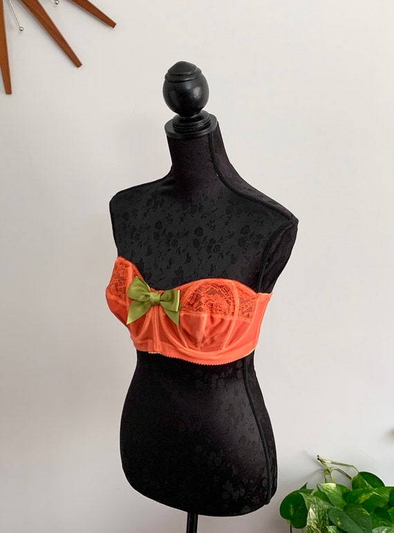 ANDREE - vintage strapless bra, hand dyed pumpkin… - image 4