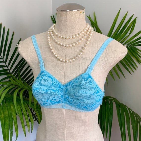 JUDY Vintage Hand-dyed Bullet Bra, Robin's Egg Blue 28D FIGURETTE