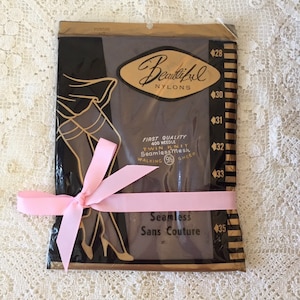 SEAM FREE STOCKINGS - Vintage Deadstock Retro Hosiery, Midcentury Pin-up Thigh Highs, Beautiful Nylons, 8 1/2 Walking Sheer