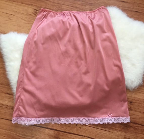 MARY - vintage satin half-slip, peachy pink skirt… - image 2