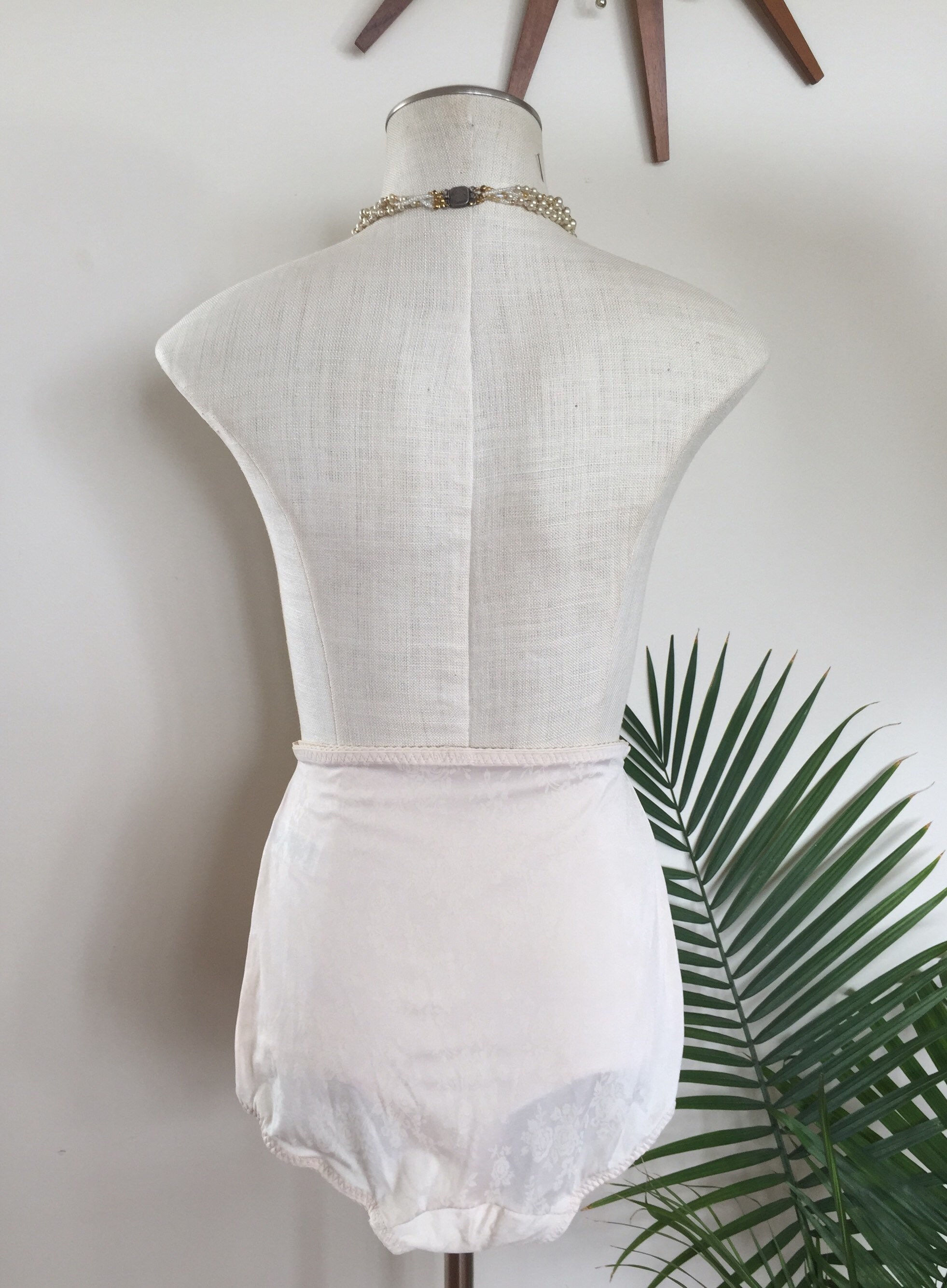 CLEO vintage pinup panties ivory satin floral knickers | Etsy