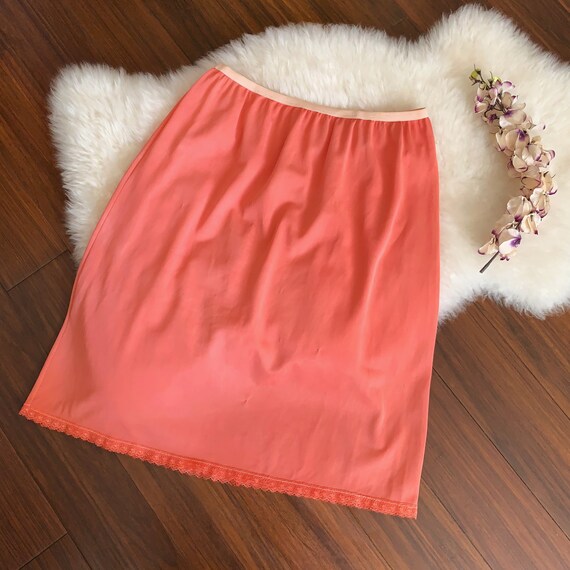 PATTI - vintage hand dyed peach skirt slip, retro… - image 2