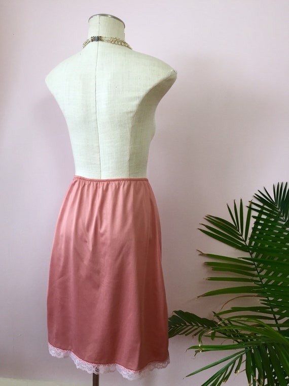 MARY - vintage satin half-slip, peachy pink skirt… - image 9