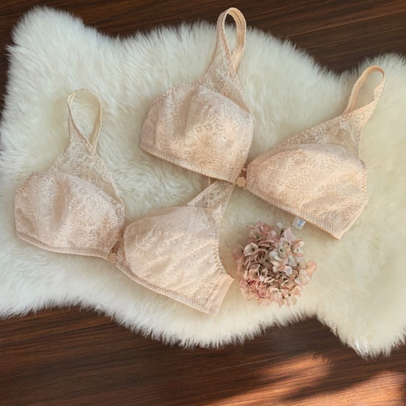 DUSTY Vintage Soft-cup Bra, Peachy Beige Bullet Bra, Retro Front