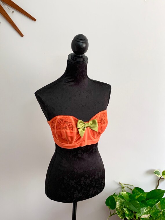 ANDREE - vintage strapless bra, hand dyed pumpkin… - image 5