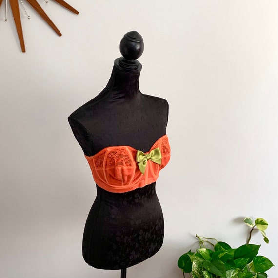 ANDREE - vintage strapless bra, hand dyed pumpkin… - image 1