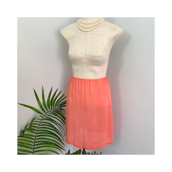 PATTI - vintage hand dyed peach skirt slip, retro… - image 1