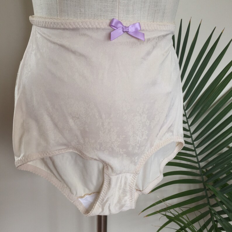 CLEO vintage pinup panties ivory satin floral knickers | Etsy