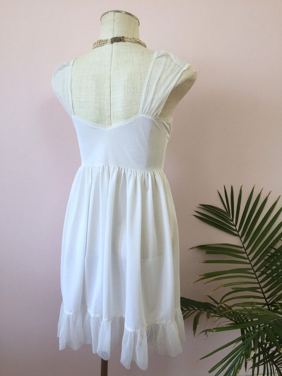 MARIE - vintage white peignoir nightie, sheer acc… - image 7